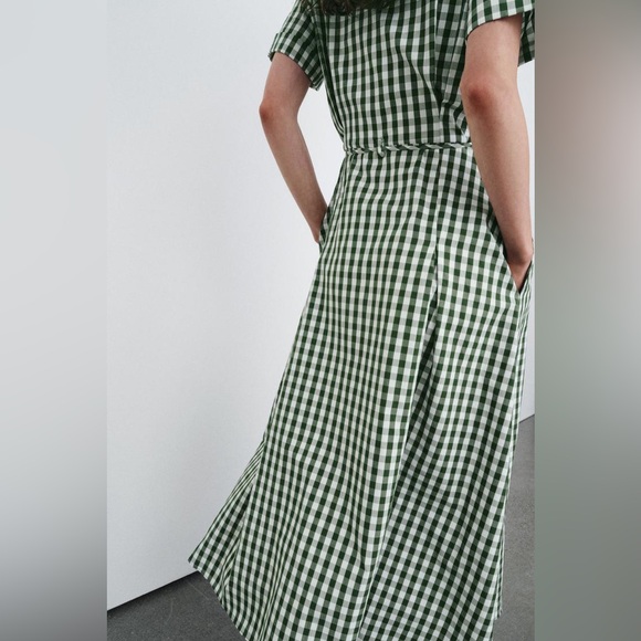 Zara GINGHAM CHECK SHIRT DRESS ZW COLLECTION - Picture 3 of 8